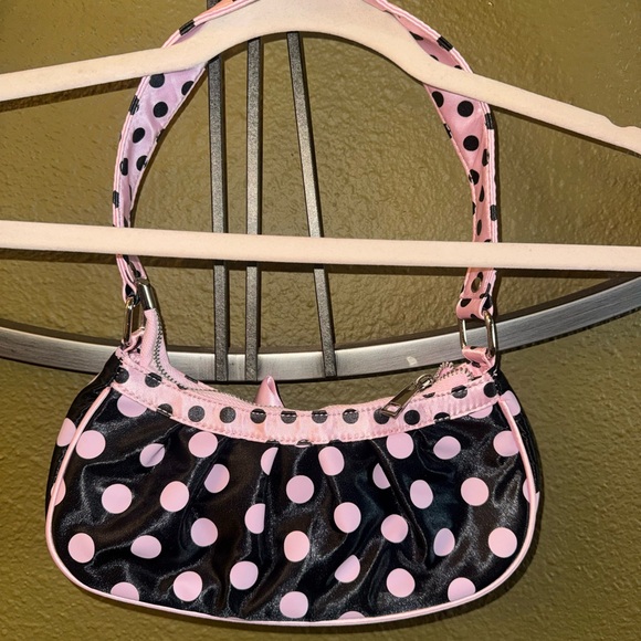 Dolls Kill Black and Pink Polka Dot Shoulder Bag - Picture 2 of 2